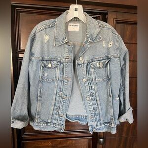 Size medium- Old Navy denim jacket with distressing